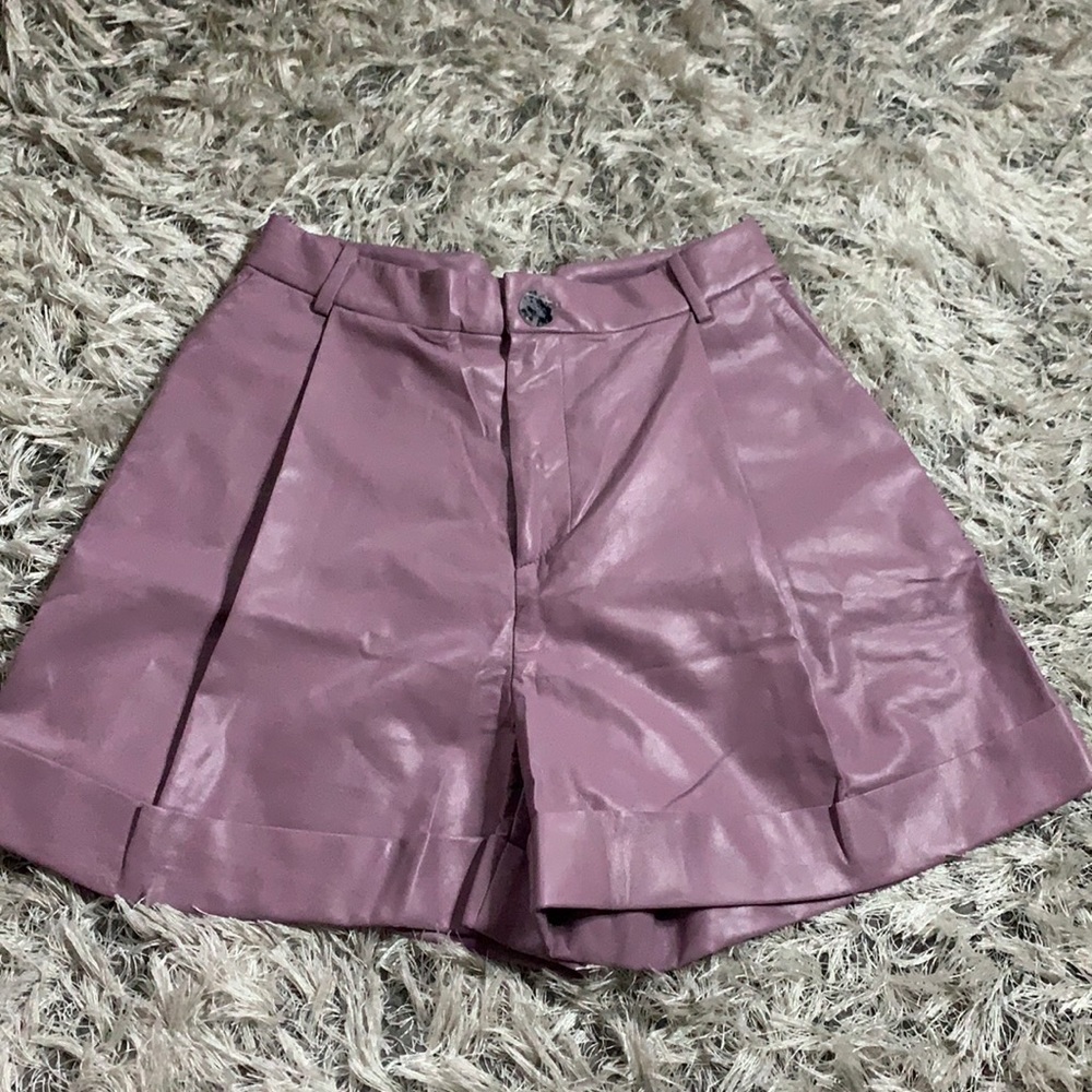 Lavender PU Leather shorts